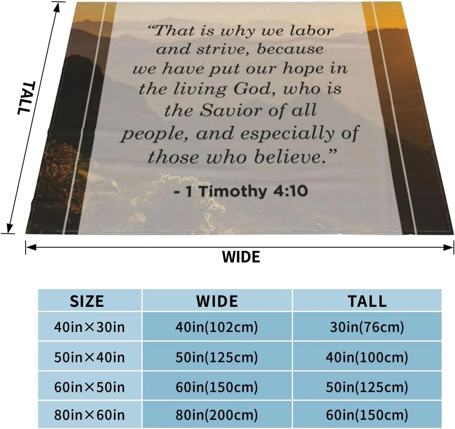 1 Timothy 4 10 60"X50" Flannel Blanket - 100% Soft Polyester, Lightweight and Warm, Suitable for Families, Camping, Travel