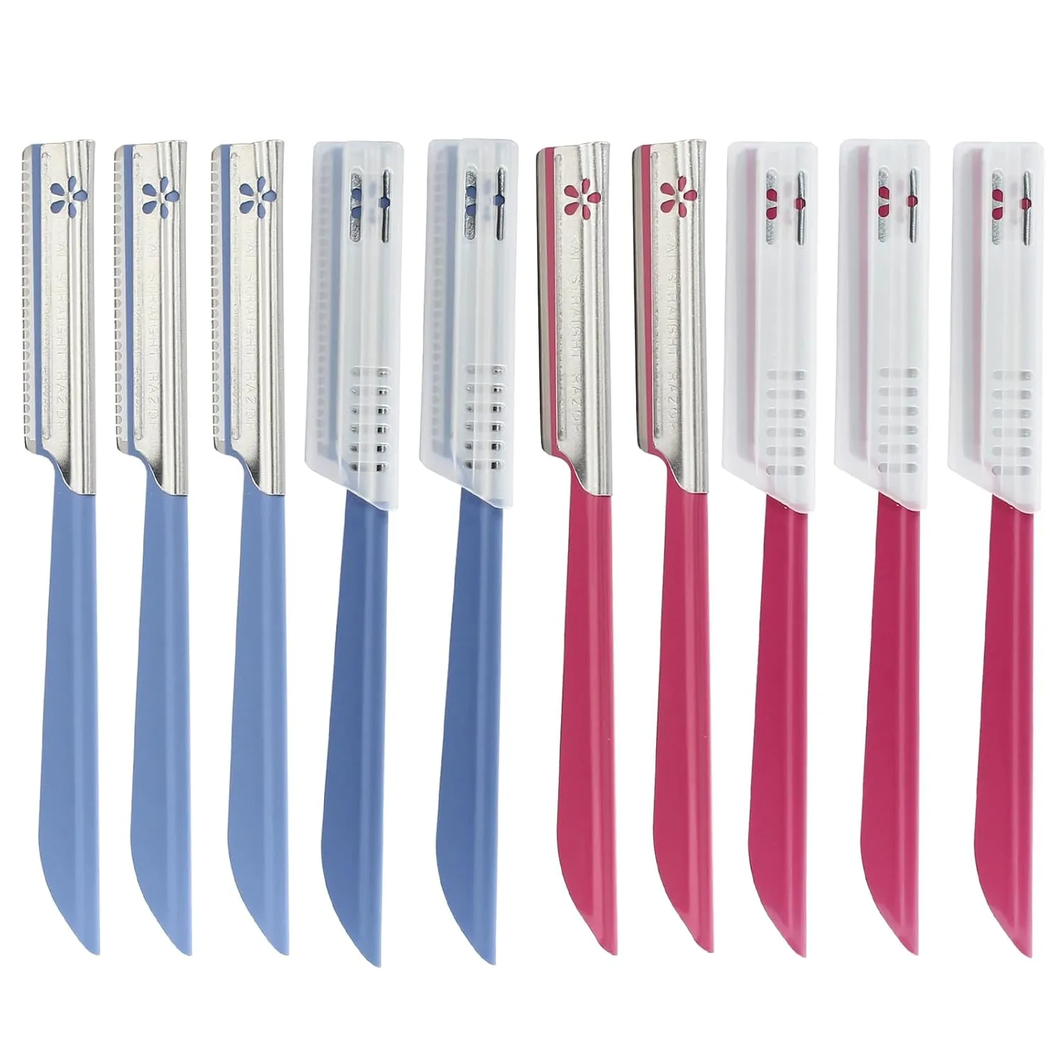 10 pcs Eyebrow Razor WomenFace Razors Facial Hair Removal Exfoliating Dermaplaning Tool Face Shavers Upper Lip Hair Removal Travel Razor(Red and Blue)