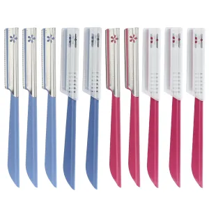 10 pcs Eyebrow Razor WomenFace Razors Facial Hair Removal Exfoliating Dermaplaning Tool Face Shavers Upper Lip Hair Removal Travel Razor(Red and Blue)