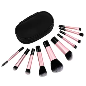 10-piece Mini Travel Makeup Brush Set Portable Brush Kit Storage Bag Soft Bristles for Travel Size Make up