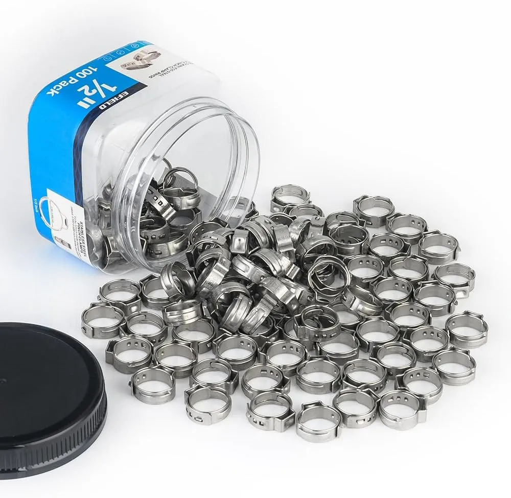 100-Pack EFIELD 1/2-inch Stainless Steel Pex Cinch Clamp Rings for Pex Tubing Pipes