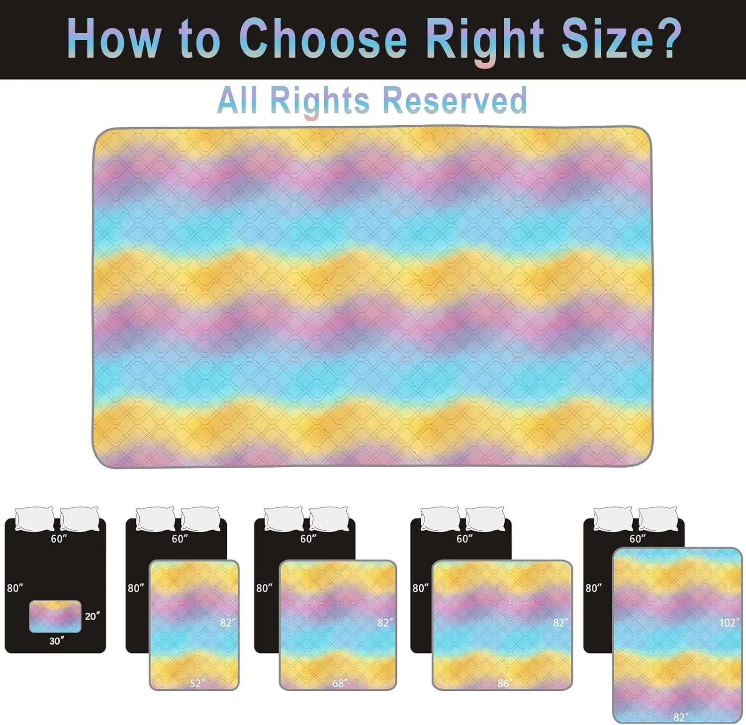 100% Waterproof Dog Bed Cover 30x70 inch Reversible Changing Pad Reusable Camping Mat for Kids/Pet/Dog/Cat Washable Geometric Embroidery Blanket Patchwork Rainbow Ombre Printed Gray