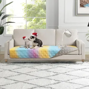 100% Waterproof Dog Bed Cover 30x70 inch Reversible Changing Pad Reusable Camping Mat for Kids/Pet/Dog/Cat Washable Geometric Embroidery Blanket Patchwork Rainbow Ombre Printed Gray