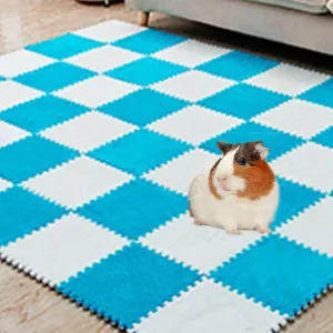 10Pcs 11” x 11” Guinea Pig Pads Washable, Reusable Guinea Pig Fleece Cage Liners, Soft Warm Rabbit Sleep Mat Blanket Bed (Blue)
