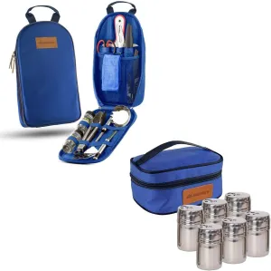 11 Piece Camp Kitchen Cooking Utensil Set Travel Organizer Grill Accessories Portable Compact Gear with Portable Stainless Steel Spice Shaker Seasoning Dispenser 6 Pc Set with Rotating Lids