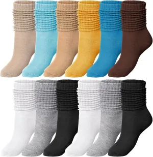 12 Pairs Slouch Socks for Woman Fuzzy Warm Scrunch Boot Winter Fluffy Socks for Women Christmas Gifts