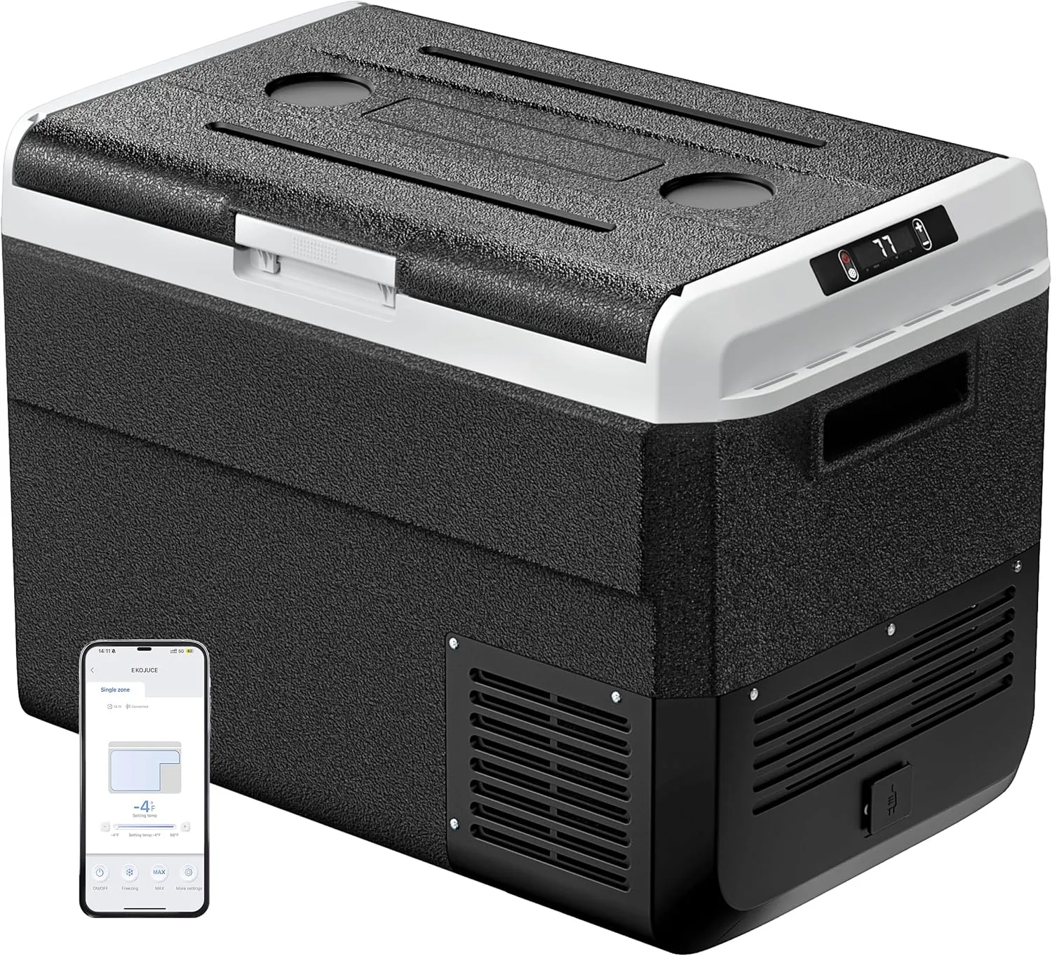 12 Volt Refrigerator, 53 Quart Electric Cooler, Car Fridge 12V/24V DC 110~240V AC, Portable Freezer -4℉~68℉, APP Control, Portable 12V Refrigerator Fridge for Truck, RV, Camping,Travel