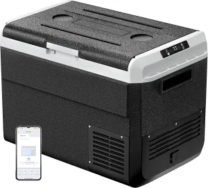 12 Volt Refrigerator, 53 Quart Electric Cooler, Car Fridge 12V/24V DC 110~240V AC, Portable Freezer -4℉~68℉, APP Control, Portable 12V Refrigerator Fridge for Truck, RV, Camping,Travel