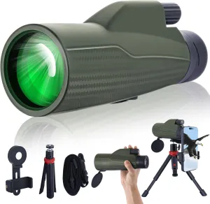 12x56 Monoculars for Adults High Powered, HD BAK4 FMC Monocular Telescope with Smartphone Adapter & Tripod, Portable Lightweight Monocular Scope for Bird Watching, Stargazing, Concerts & Sports Events