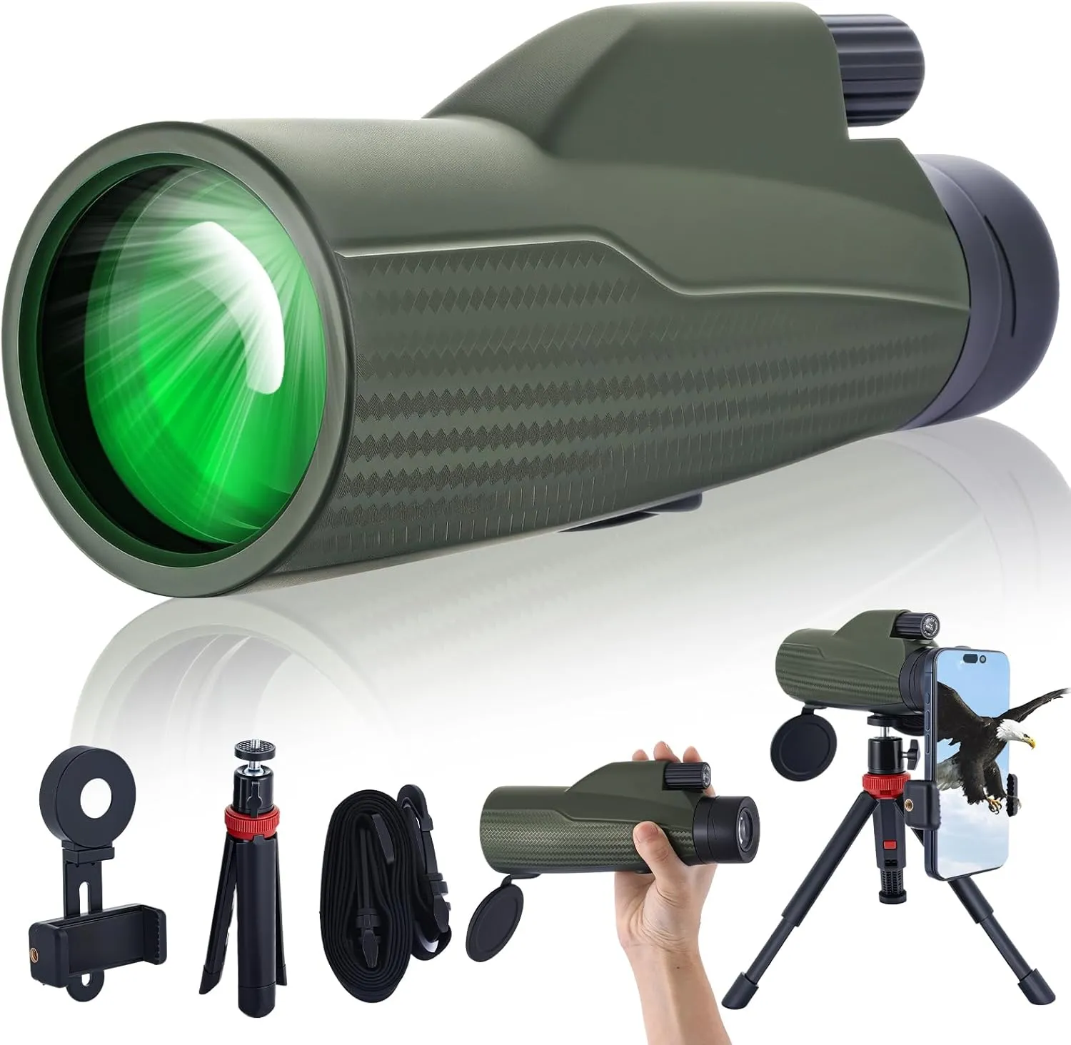12x56 Monoculars for Adults High Powered, HD BAK4 FMC Monocular Telescope with Smartphone Adapter & Tripod, Portable Lightweight Monocular Scope for Bird Watching, Stargazing, Concerts & Sports Events