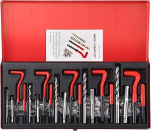131PCS Metric Thread Repair Kit | HSS Drill Helicoil Set for M5 M6 M8 M10 M12 | Premium Automotive Engine Repair Tools