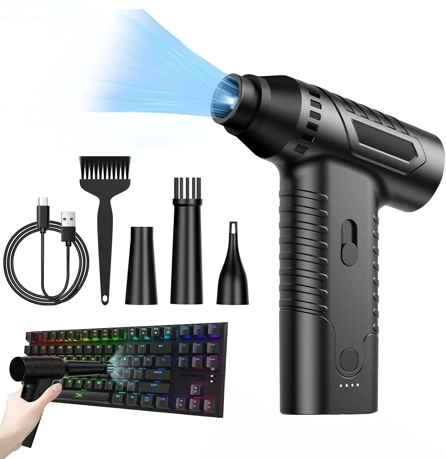 150000RPM Cordless Hand Held Air Blower – Rechargeable Airblower Gun for PC | Keyboard | Car | Dust Cleaning | USB Powered Electric Duster