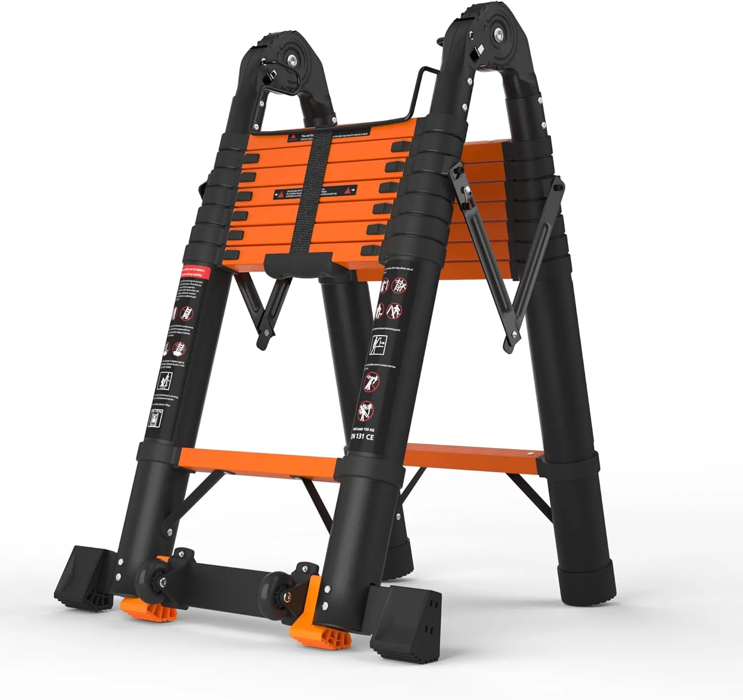 16.5FT Telescoping Ladder A Frame, Aluminum Portable Extension Folding Ladder Meets EN131 Standard, Multi-Purpose Compact Telescopic Ladder for Household or Outdoor Work, 330lbs Max Capacity
