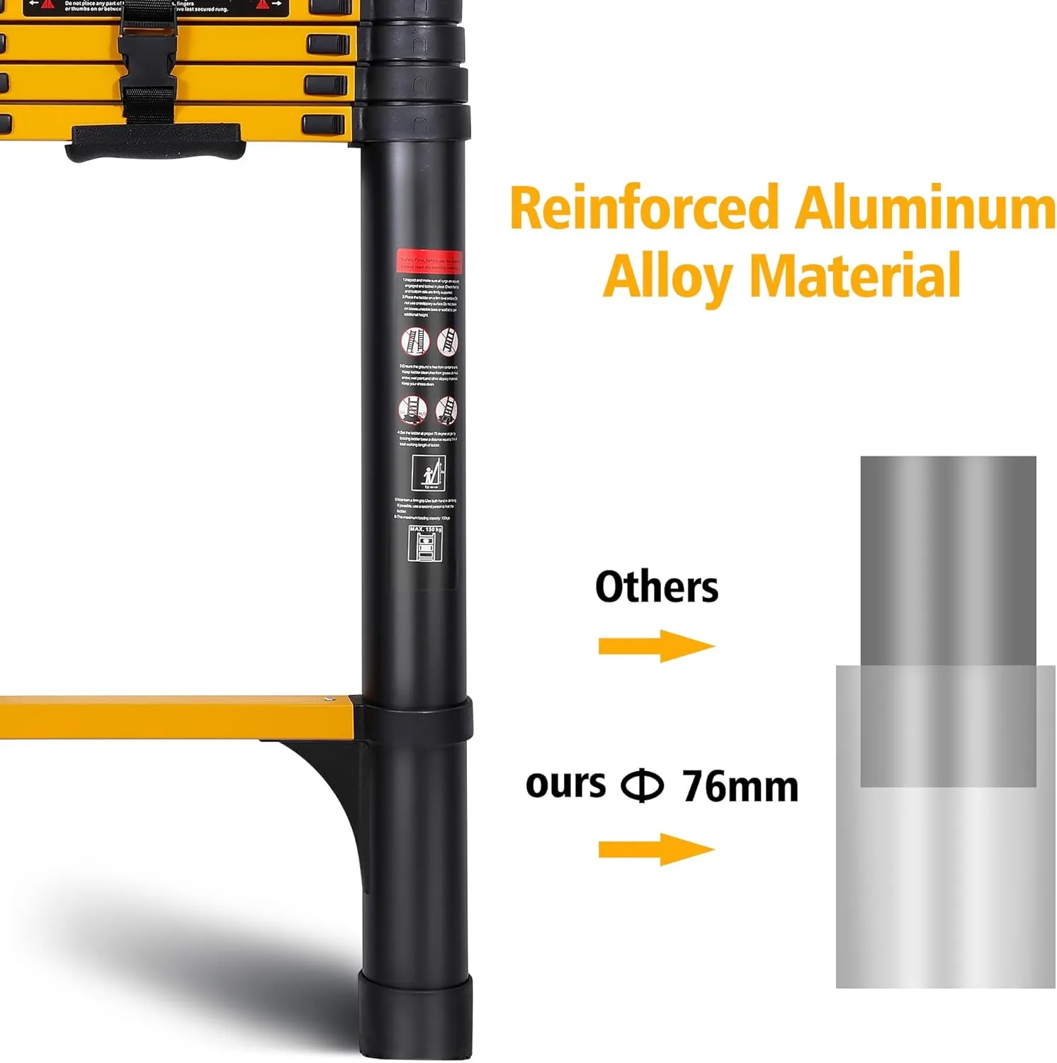 16.5FT Telescoping Ladder, Aluminum Extension Folding Ladder Meets EN131 Standard, Multi-Purpose Compact Telescopic Ladder for Household or Outdoor Work, 330lbs Max Capacity