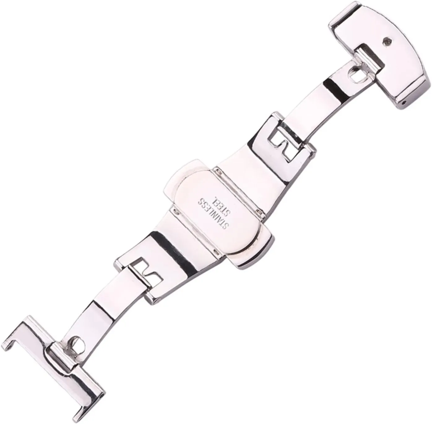 16mm 18mm 20mm 22mm 24mm 361L Stainless Steel Deployment Clasp Men Women Watchband Strap Silver Rose Gold Black Watch Buckle(Silver,16mm)