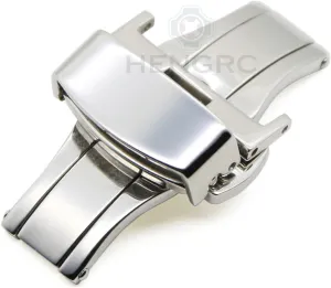 16mm 18mm 20mm 22mm 24mm 361L Stainless Steel Deployment Clasp Men Women Watchband Strap Silver Rose Gold Black Watch Buckle(Silver,16mm)