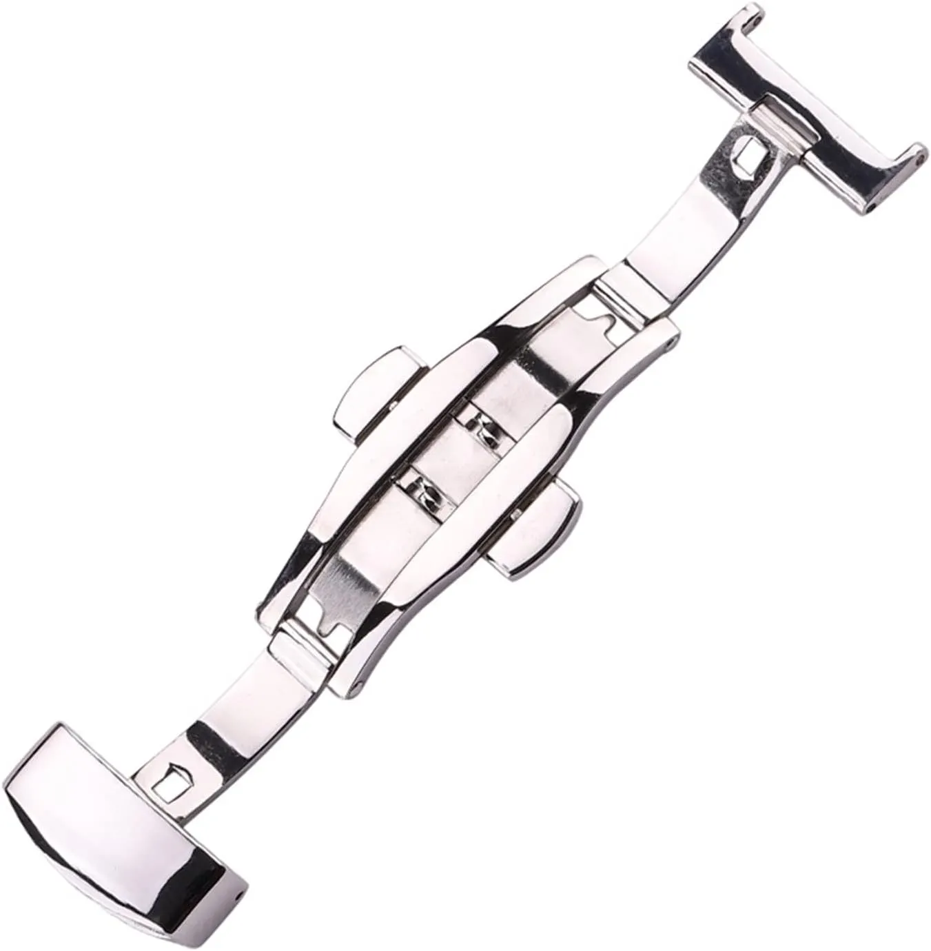 16mm 18mm 20mm 22mm 24mm 361L Stainless Steel Deployment Clasp Men Women Watchband Strap Silver Rose Gold Black Watch Buckle(Silver,16mm)