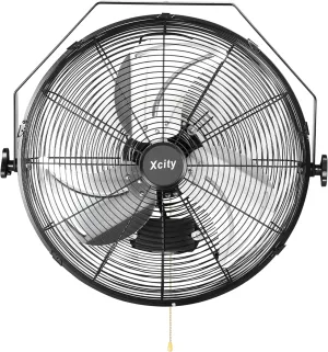18 Inch Garage Wall Mount Fan, 3-speed High Velocity Metal Industrial Fan, Adjustable Tilt, 4200 CFM Aluminum Blades for Warehouse Workshop Greenhouse Commercial