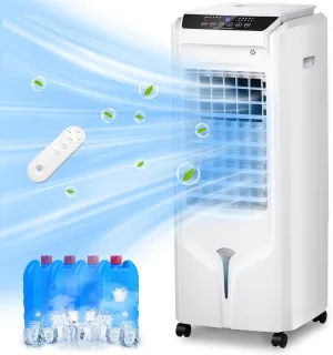 1800 CFM Evaporative Air Cooler, 32 Inch Swamp Cooler Air Conditioner with 4.2 Gal Water Tank, 120°Oscillation, 12H Timer, 3 Speed, 4 Modes, Remote, Portable Cooling Fan for Bedroom, Living Room
