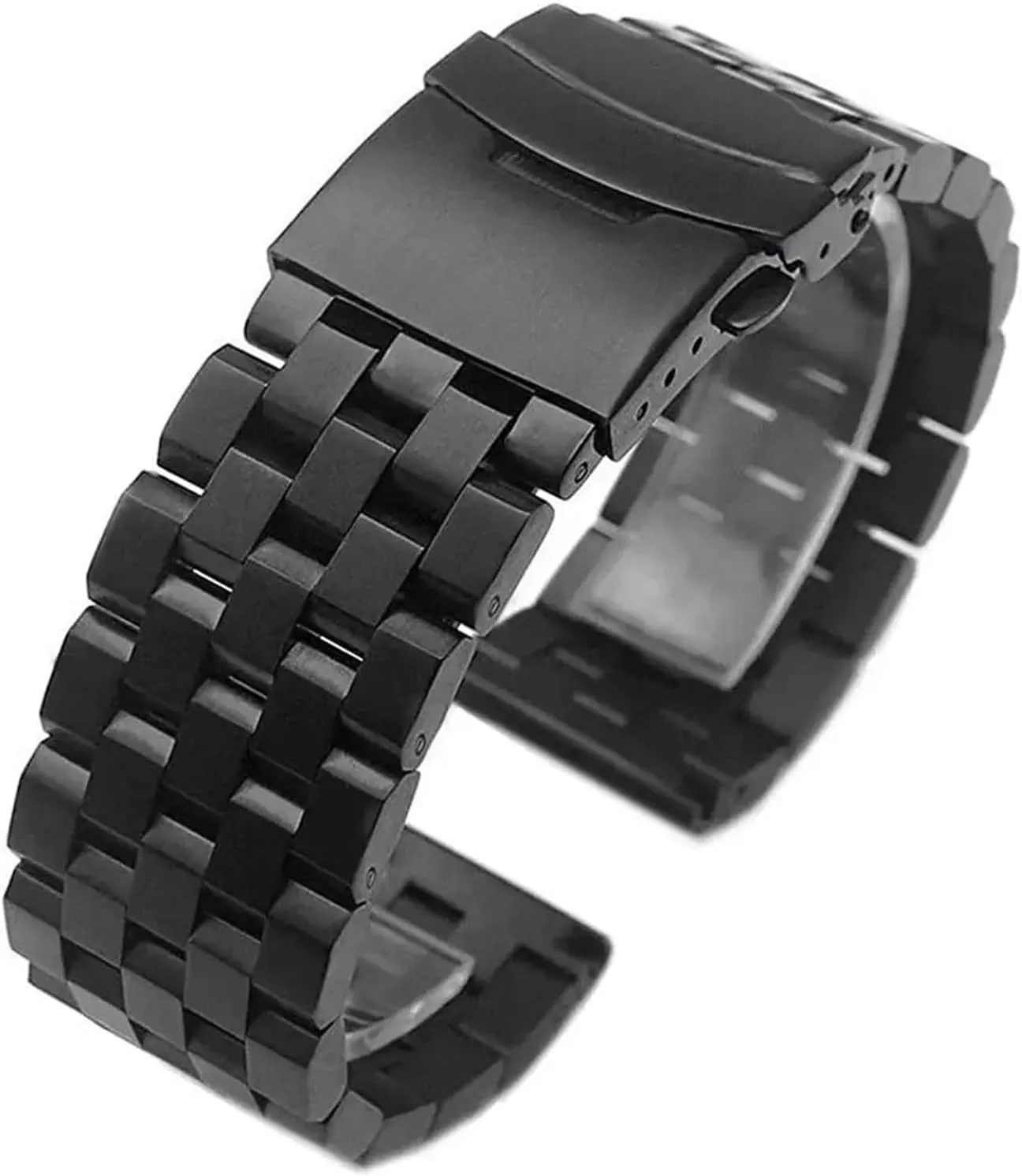 18mm 20mm 22mm 24mm 26mm Solid Stainless Steel Flat Interface Strap, Wristband, Tool(Black-Pins,24mm)