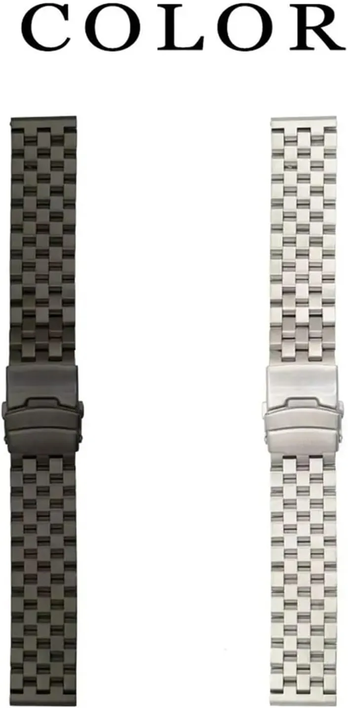 18mm 20mm 22mm 24mm 26mm Solid Stainless Steel Flat Interface Strap, Wristband, Tool(Black-Pins,24mm)