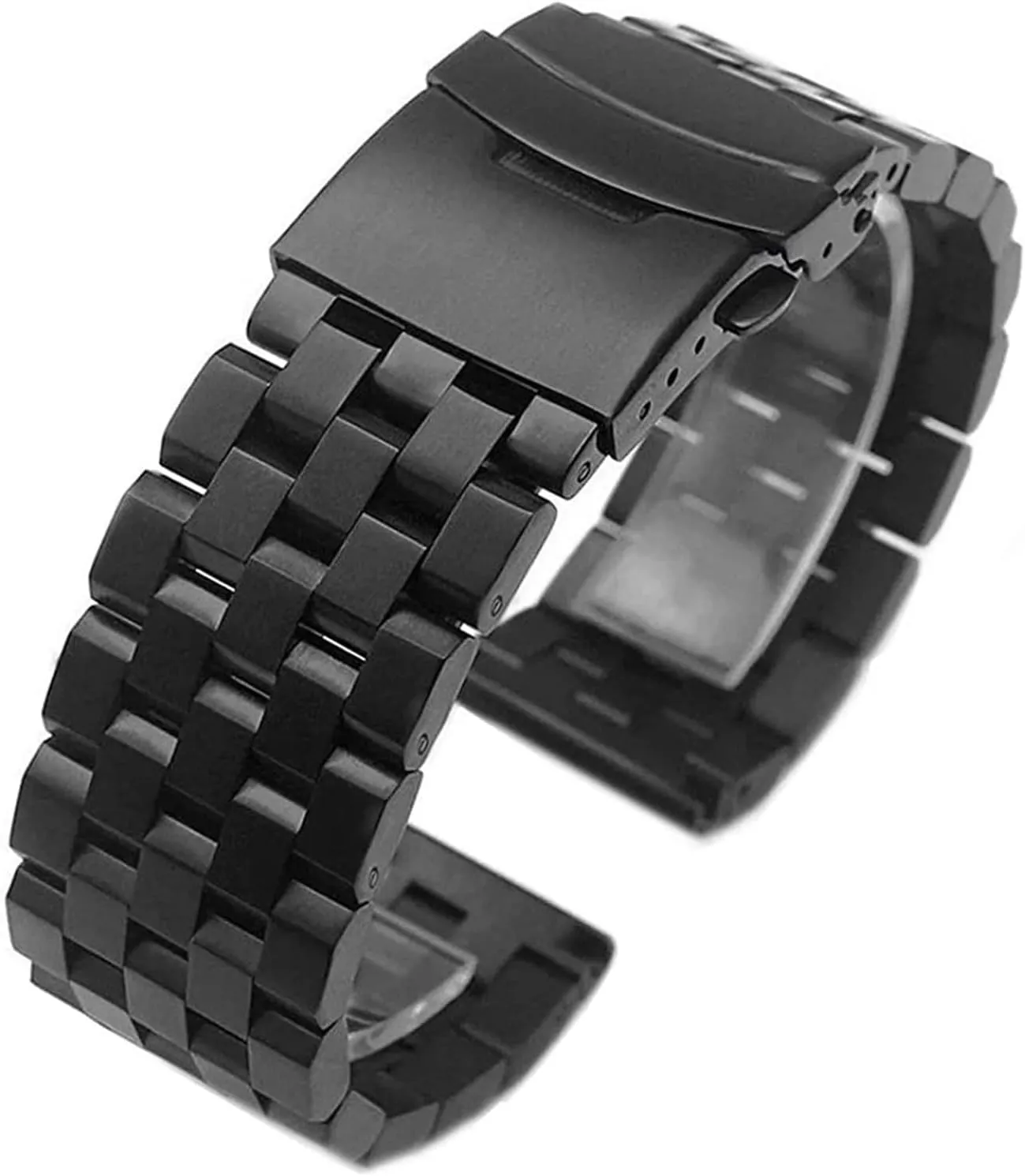 18mm 20mm 22mm 24mm 26mm Solid Stainless Steel Flat Interface Strap, Wristband, Tool(Black-Pins,24mm)