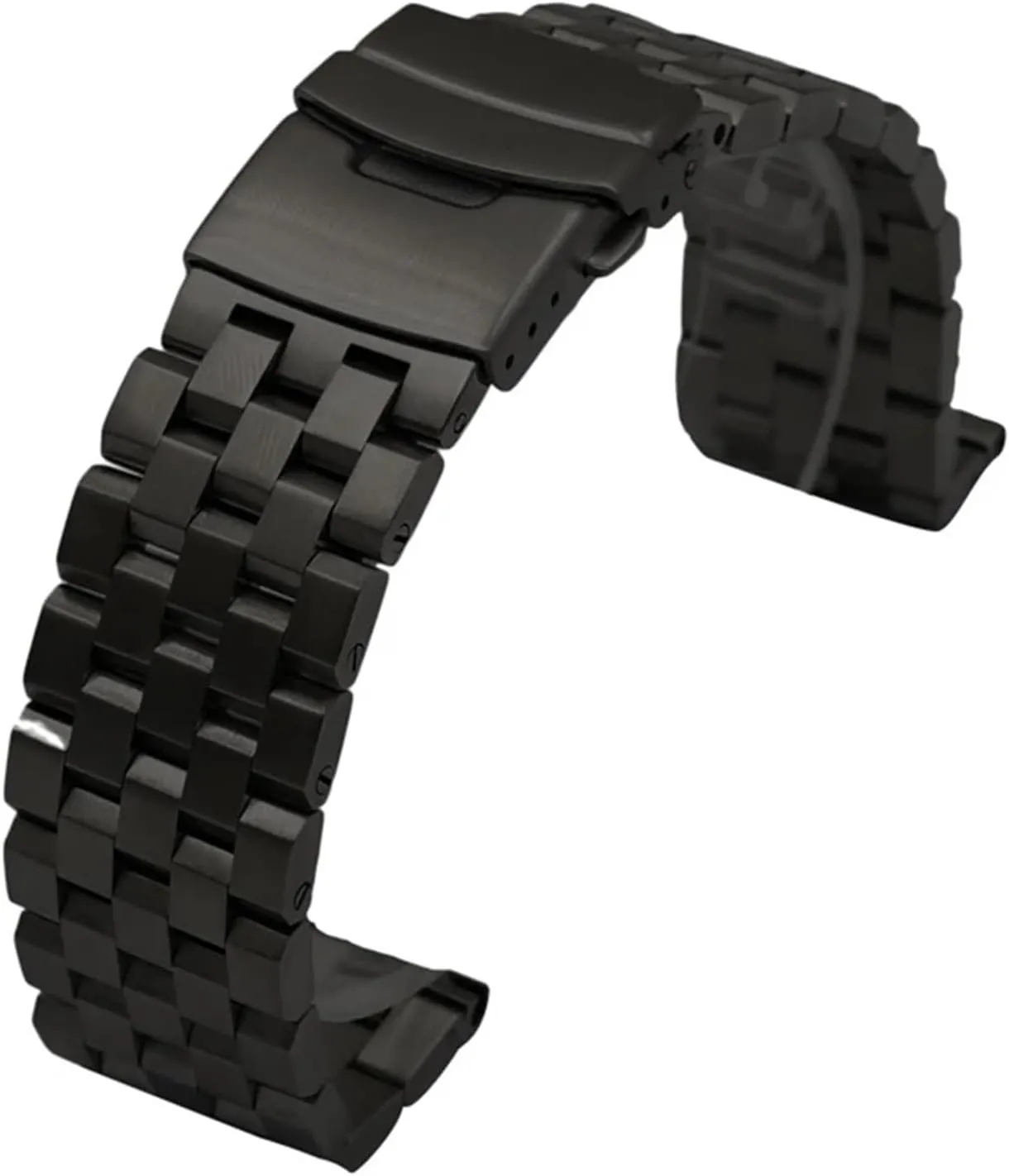 18mm 20mm 22mm 24mm 26mm Solid Stainless Steel Flat Interface Strap, Wristband, Tool(Black-Pins,24mm)