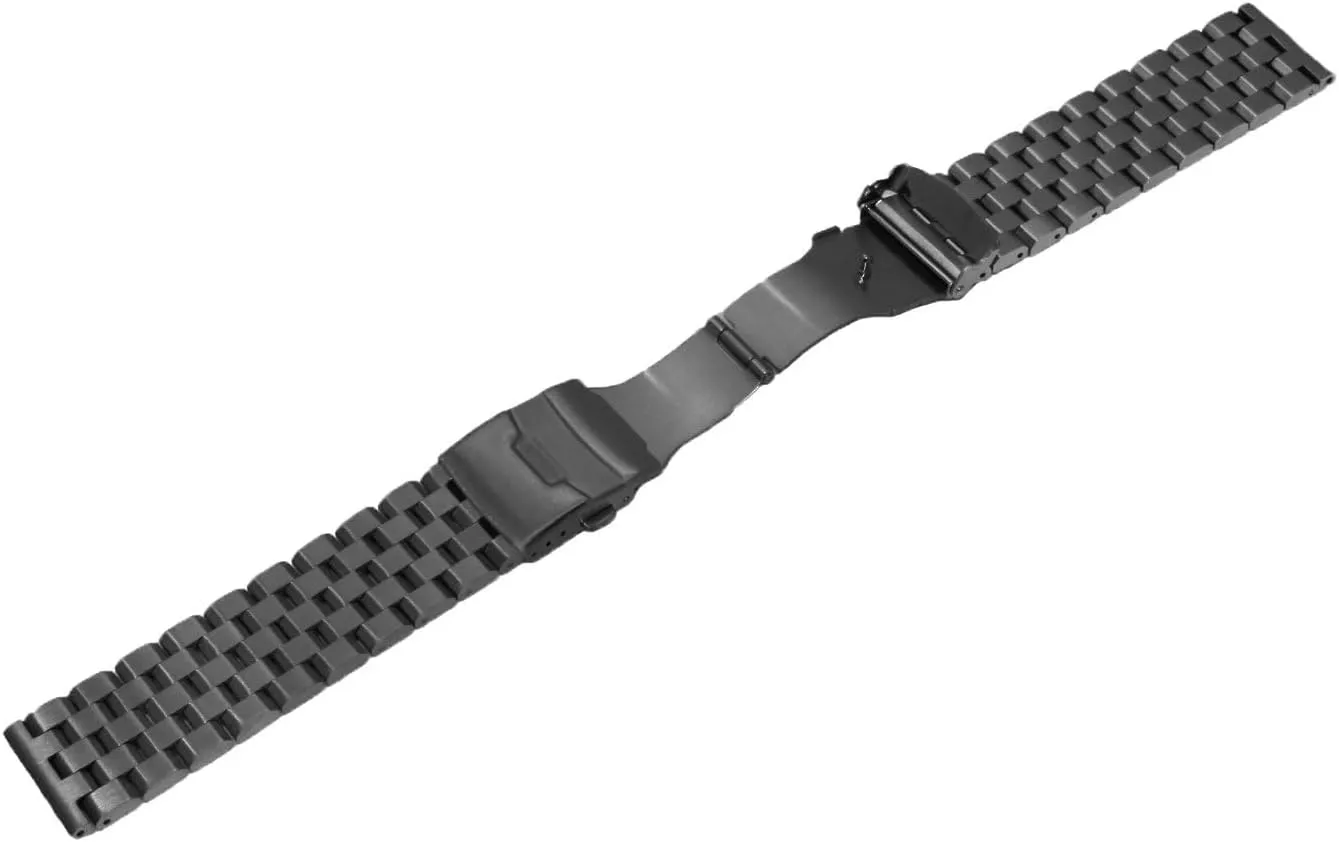 18mm/20mm/22mm/24mm Metal Brushed Chain Watch Band Solid Stainless Steel Watch Bracelet Strap, Compatible with Most Traditional Watches for Men and Women Silver/Black