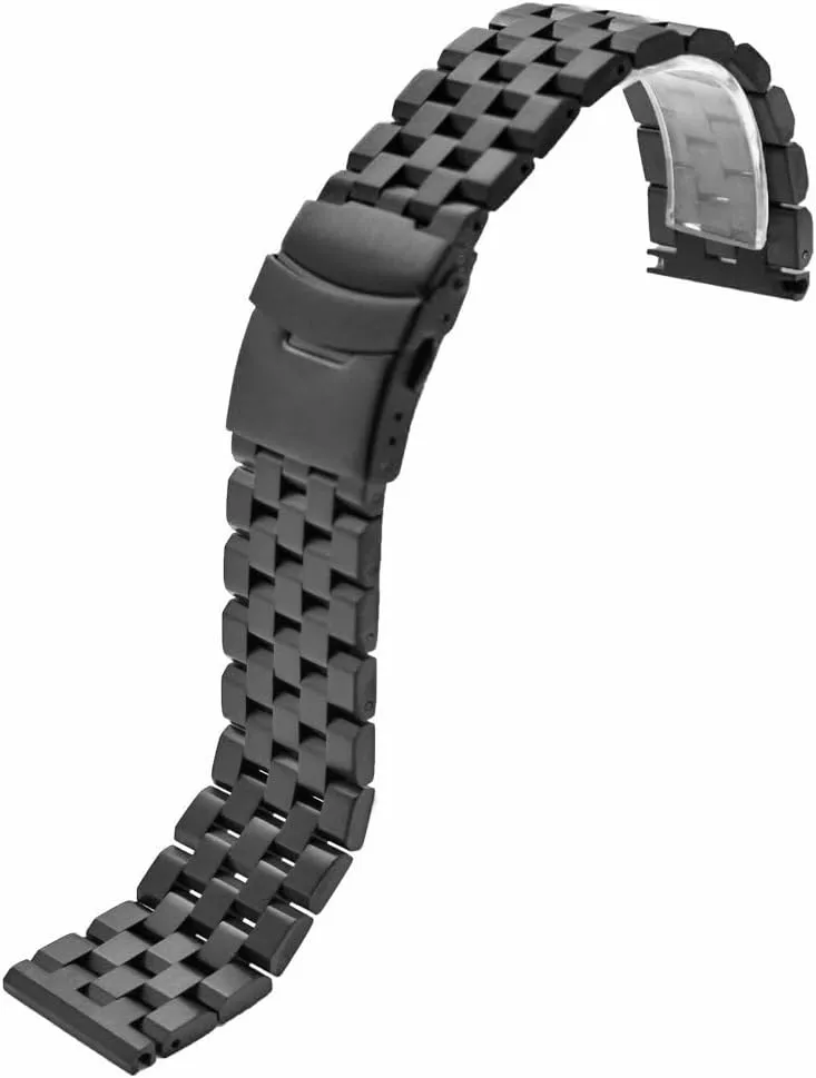18mm/20mm/22mm/24mm Metal Brushed Chain Watch Band Solid Stainless Steel Watch Bracelet Strap, Compatible with Most Traditional Watches for Men and Women Silver/Black