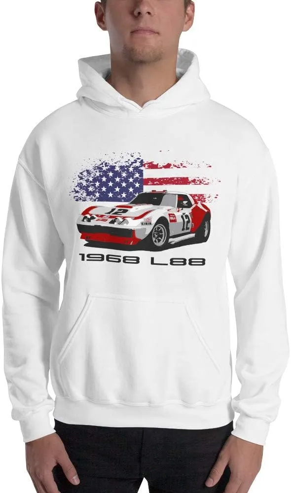 1968 Chevy 'vette L88 Owens Corning #12 Race Car Unisex Hoodie White