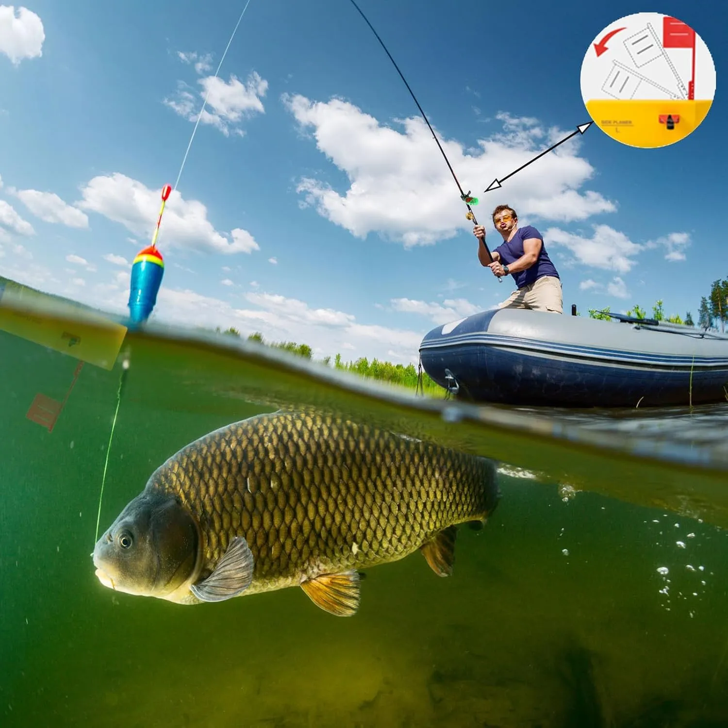 2 Pack Planer Board for Fishing, Fishing Tool Fishing in Line Side Clip Medium Side Planer Board Quick Grip Snap Release for Trolling Boat Fishing Towing, Inshore Offshore Trolling Dragging