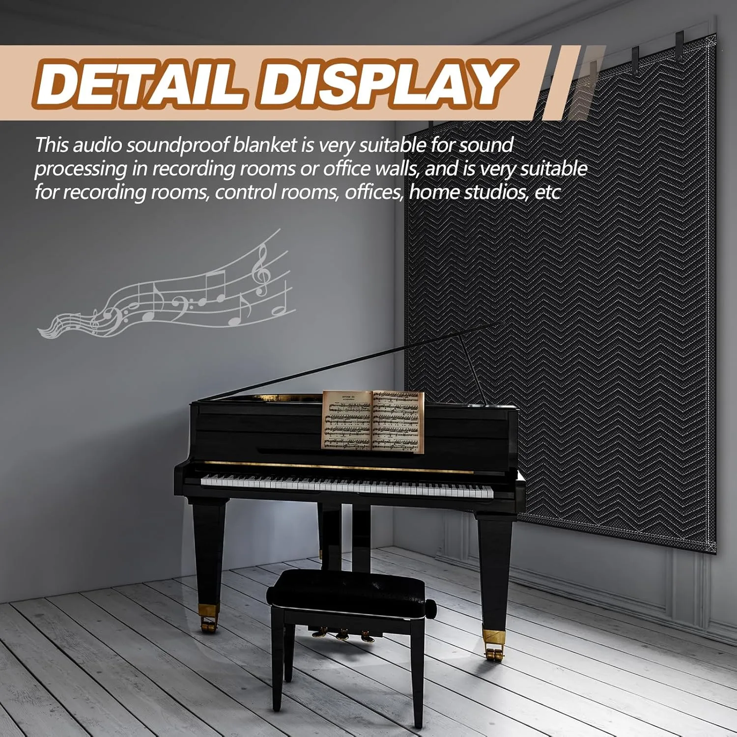 2 Pcs Sound Dampening Blanket Soundproof Blanket Grommeted Sound Dampening Blanket Studio Sound Absorption Sheet Light Blocker, Insulated Blanket, General Indoor or Outdoor Use (72 x 78 Inches)