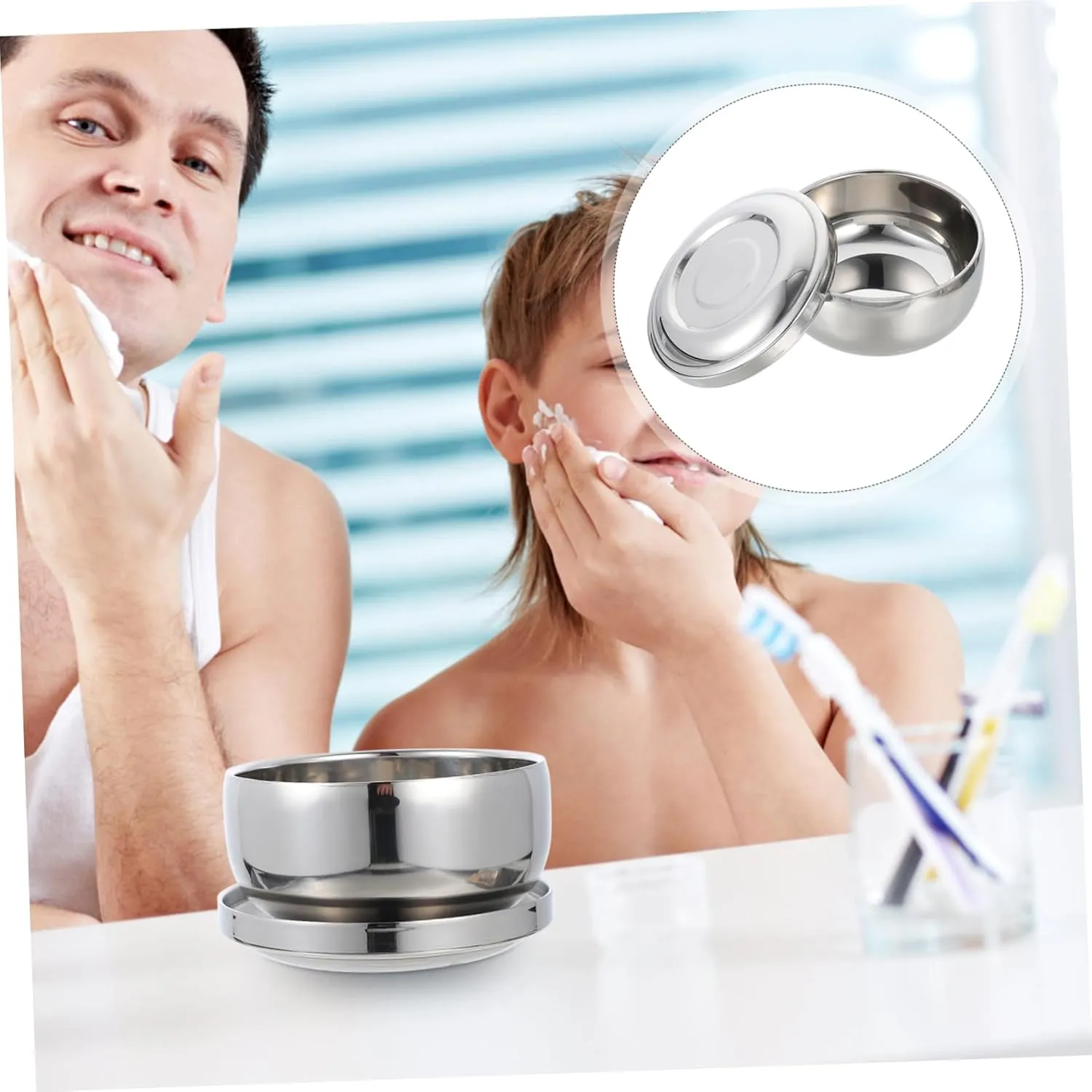 2 Pcs Stainless Steel Shaving Bowl Shave Soap Foaming Shaving Bubble Container