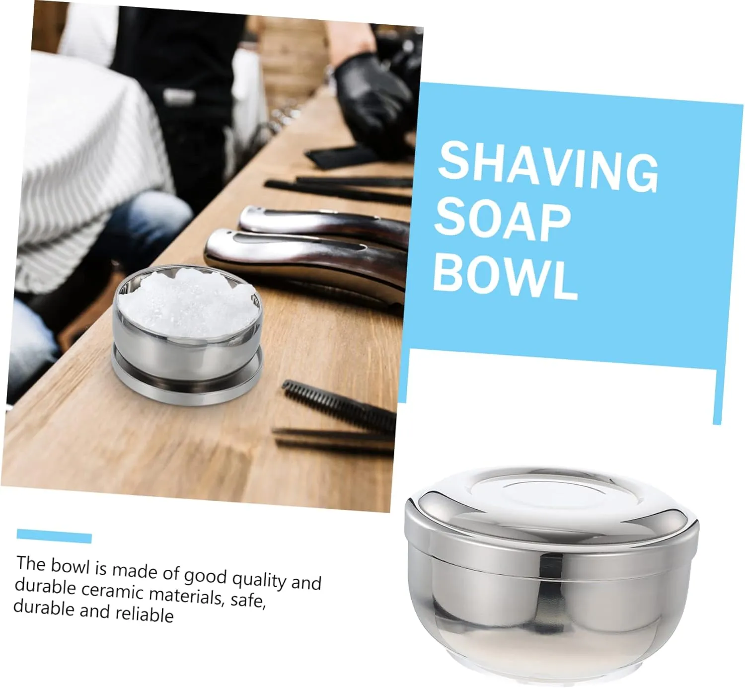 2 Pcs Stainless Steel Shaving Bowl Shave Soap Foaming Shaving Bubble Container