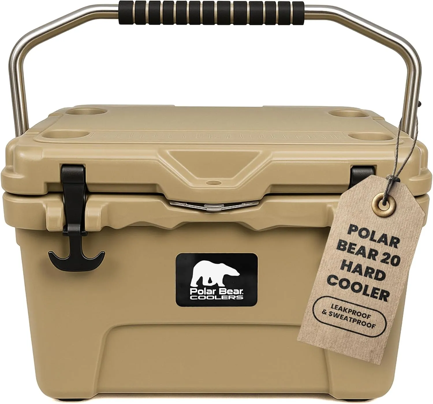 20 Can Hard-Sided Cooler - Ice Chest for Camping, Travel, Sports Events, or Fishing - Insulated Hard Shell Cooler - Heavy-Duty & Portable - Keeps Ice up to 5 days - 20 qt, Desert