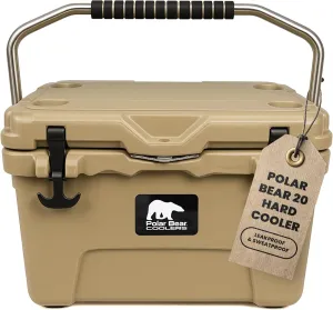 20 Can Hard-Sided Cooler - Ice Chest for Camping, Travel, Sports Events, or Fishing - Insulated Hard Shell Cooler - Heavy-Duty & Portable - Keeps Ice up to 5 days - 20 qt, Desert