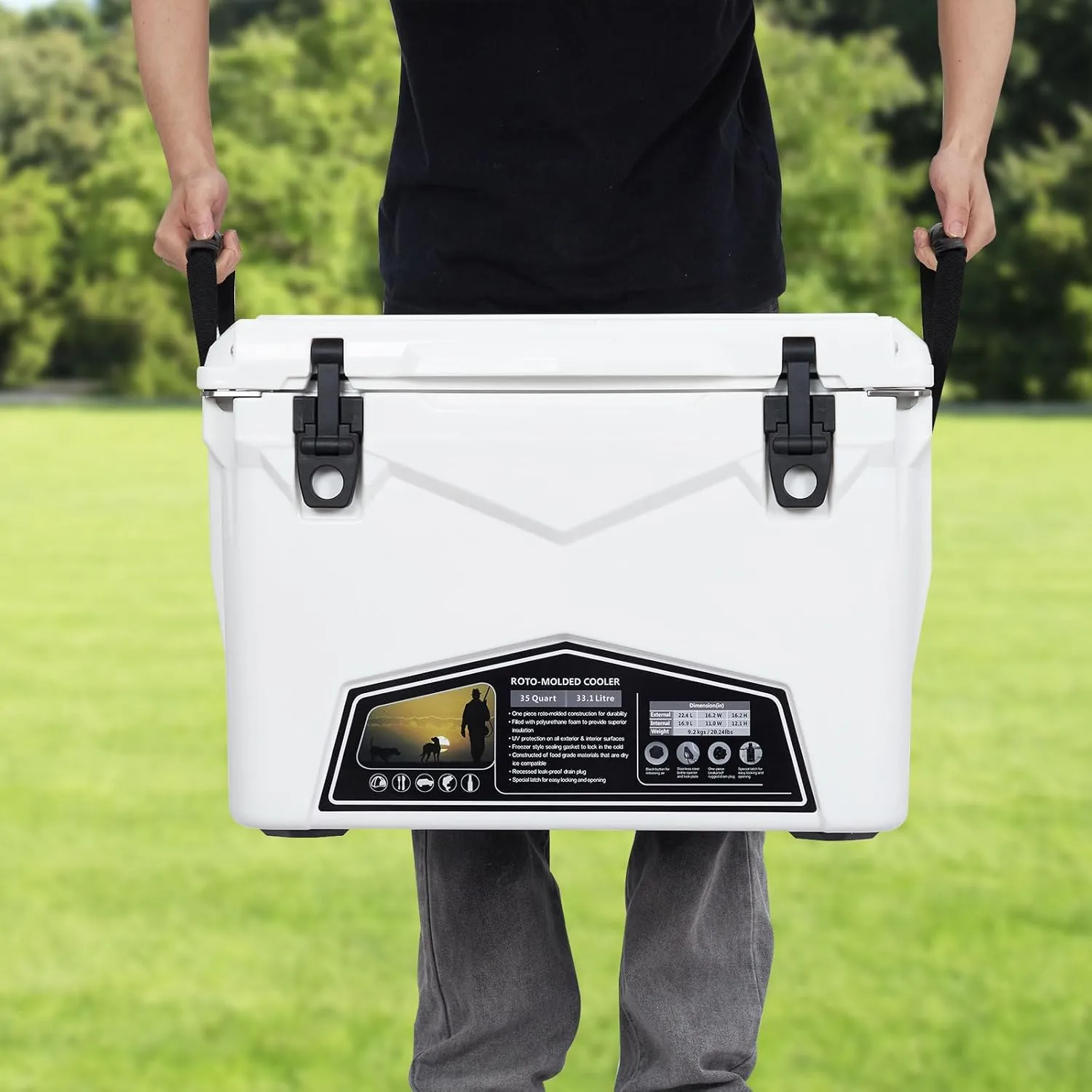 20 Quart Hard Camping Cooler, Portable Insulated Ice Chest Cooler Box with Heavy Duty Handle, 5-Day Ice Retention, Great for Beach, Camping, Picnic, BBQ, Fishing
