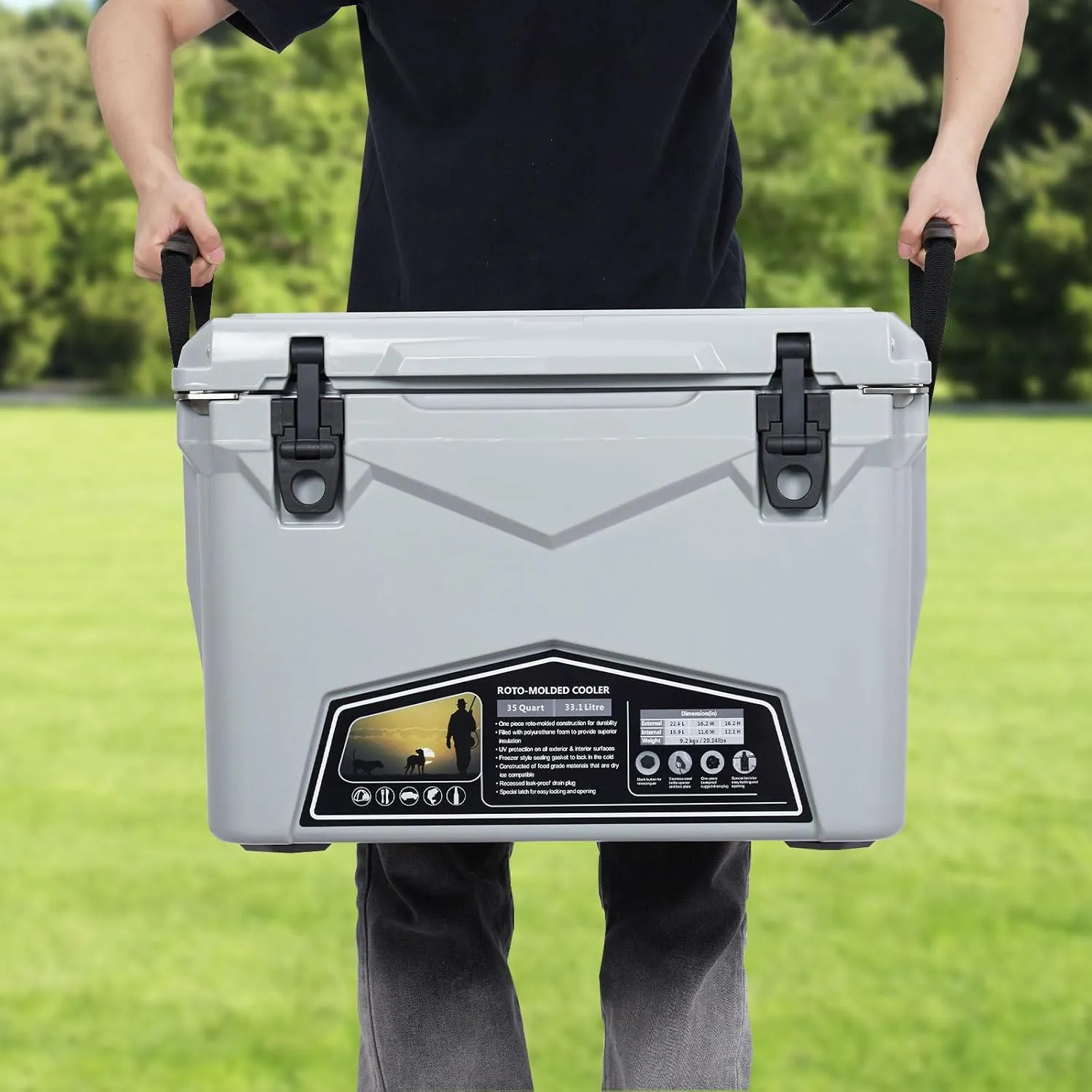 20 Quart Hard Camping Cooler, Portable Insulated Ice Chest Cooler Box with Heavy Duty Handle, 5-Day Ice Retention, Great for Beach, Camping, Picnic, BBQ, Fishing