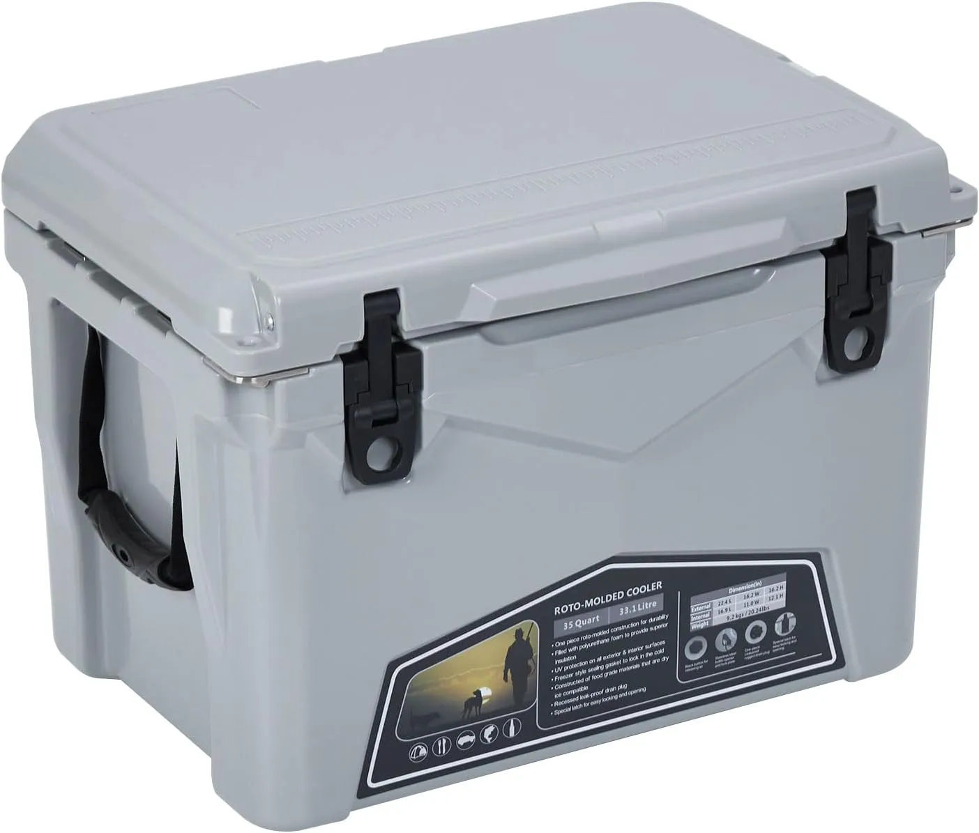 20 Quart Hard Camping Cooler, Portable Insulated Ice Chest Cooler Box with Heavy Duty Handle, 5-Day Ice Retention, Great for Beach, Camping, Picnic, BBQ, Fishing