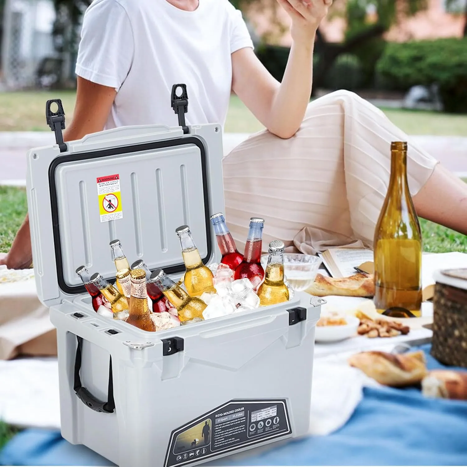 20 Quart Hard Camping Cooler, Portable Insulated Ice Chest Cooler Box with Heavy Duty Handle, 5-Day Ice Retention, Great for Beach, Camping, Picnic, BBQ, Fishing