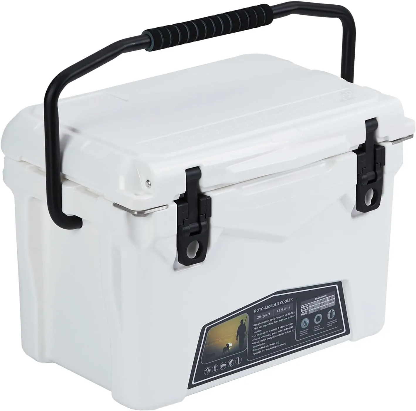 20 Quart Hard Camping Cooler, Portable Insulated Ice Chest Cooler Box with Heavy Duty Handle, 5-Day Ice Retention, Great for Beach, Camping, Picnic, BBQ, Fishing