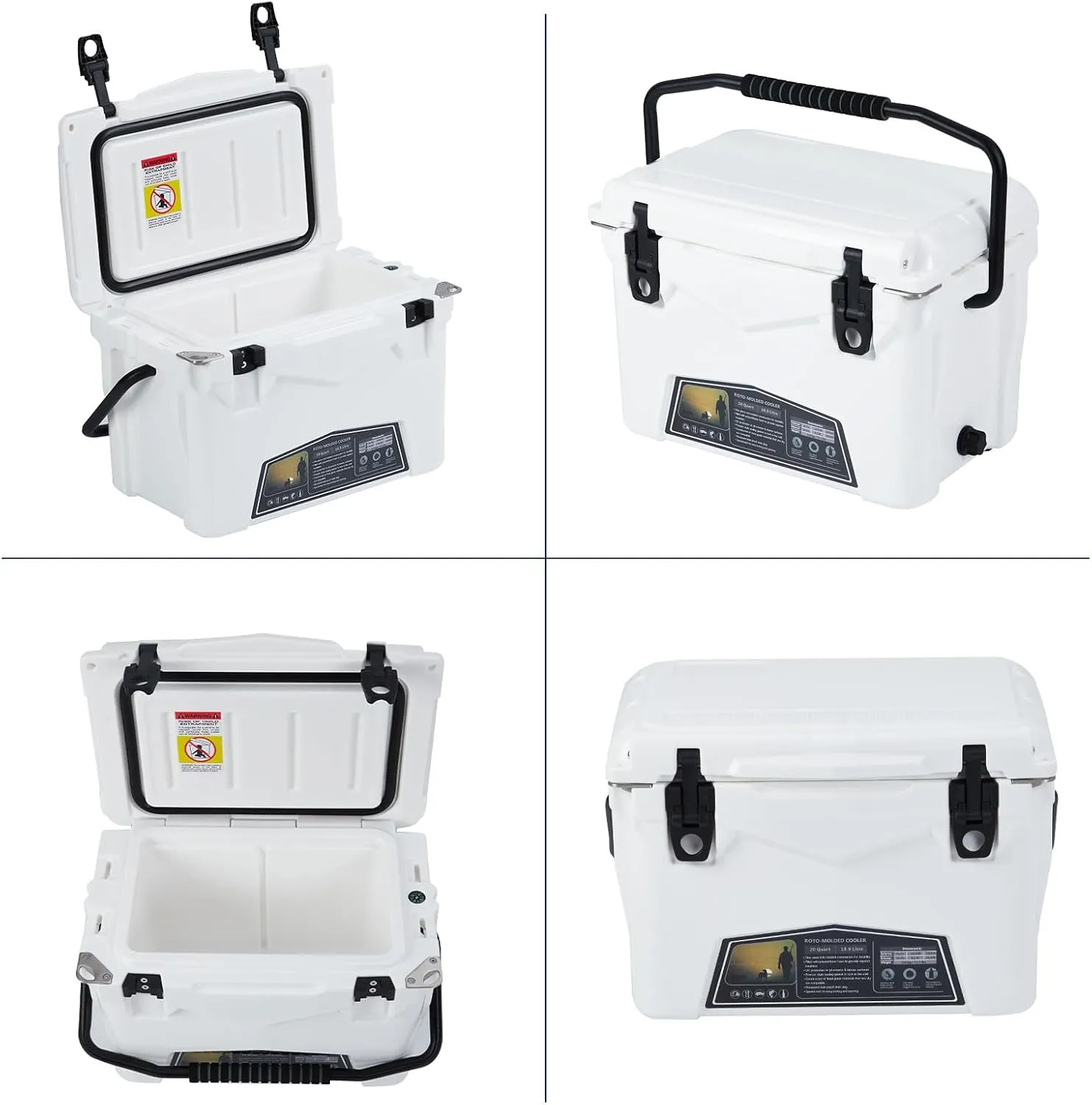 20 Quart Hard Camping Cooler, Portable Insulated Ice Chest Cooler Box with Heavy Duty Handle, 5-Day Ice Retention, Great for Beach, Camping, Picnic, BBQ, Fishing