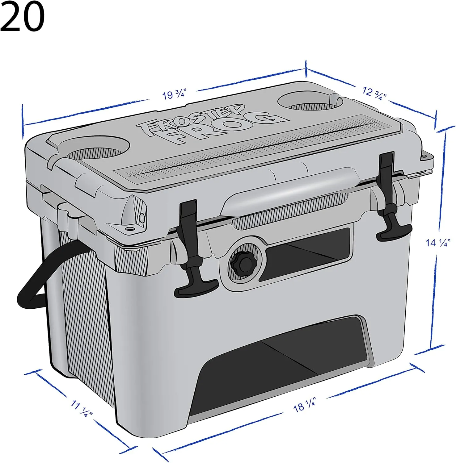 20 Quart Ice Chest Heavy Duty High Performance Roto-Molded Commercial Grade Insulated Cooler