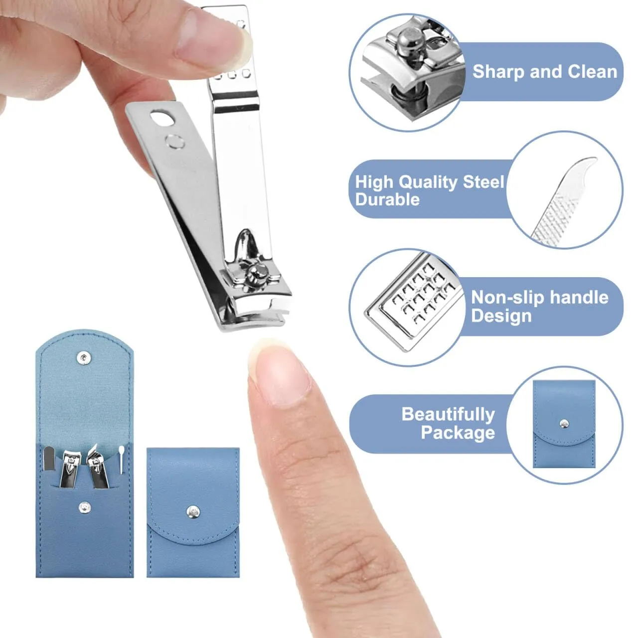 20 Sets Manicure Set Bulk, Nail Clippers Kit Stainless Steel Fingernail Clippers Set, Sturdy Nail Tip Cutter Trimmers Professional Grooming Toenail Clippers Personal Pedicure Kits Gift (Blue 4 in 1)
