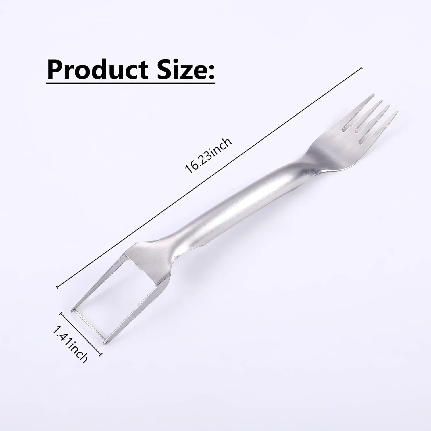 2025 New 2 in 1 Stainless Steel Fruit Cutter, Upgeade Portable Dual Head Stainless Steel Watermelon Cutter, Summer Watermelon Cutting Artifact Fruit Forks Slicer Knife for Parties Camping (5)