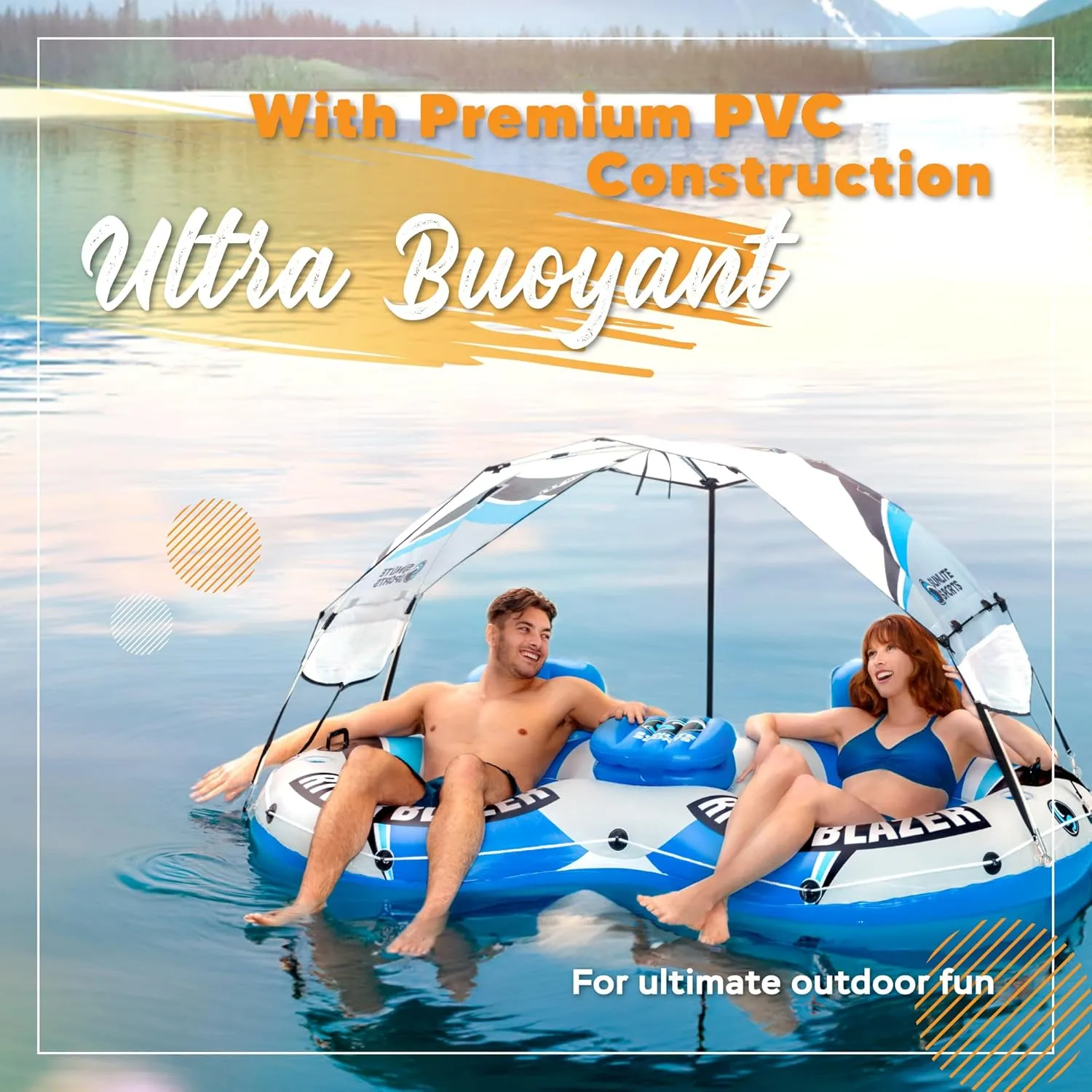 2025 New & Upgraded Sunlite Sports Heavy Duty River Tube Inflatable, Premium Water Float to Lounge Above Lake and River, Outdoor Water Raft Sport Fun, Recreational Use