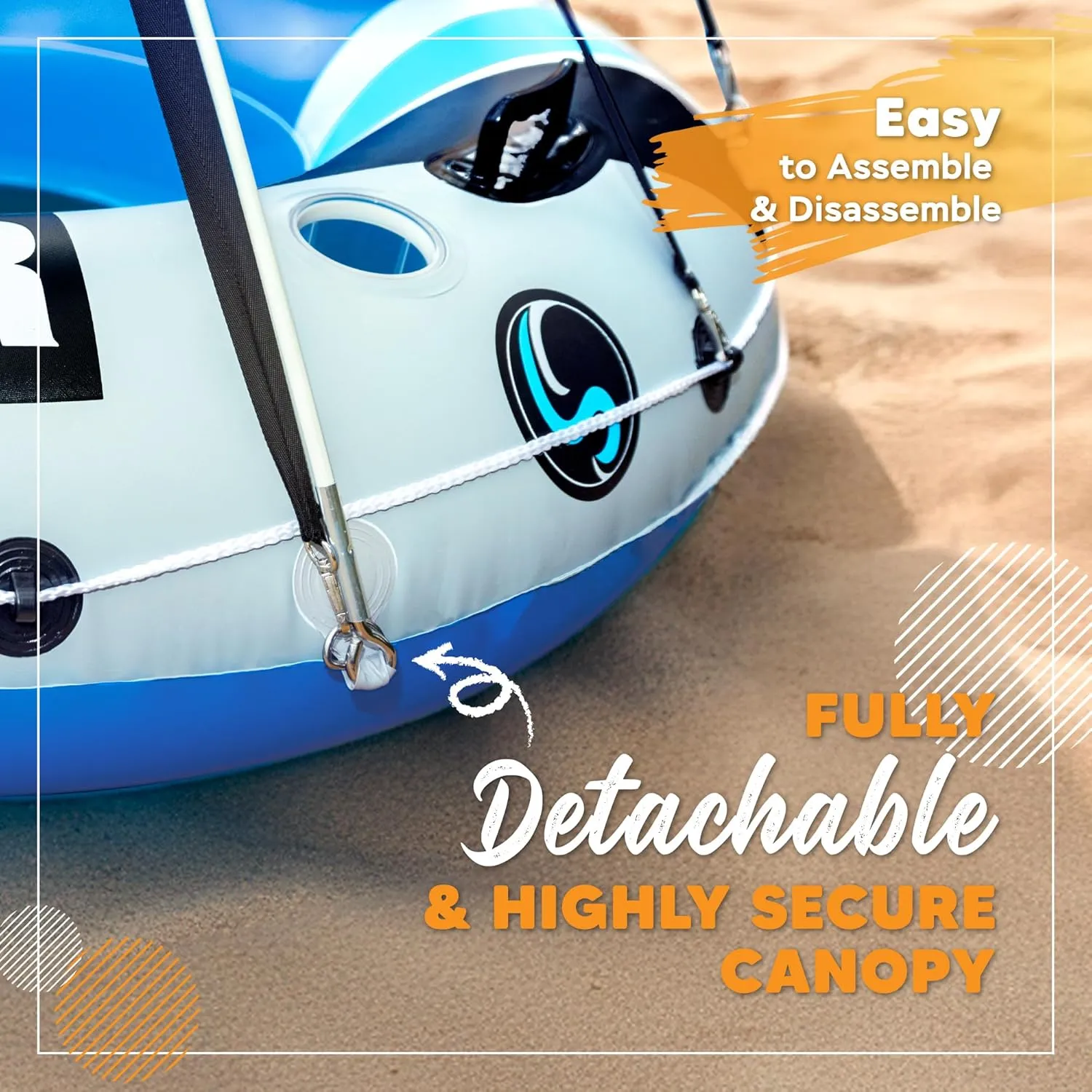 2025 New & Upgraded Sunlite Sports Heavy Duty River Tube Inflatable, Premium Water Float to Lounge Above Lake and River, Outdoor Water Raft Sport Fun, Recreational Use