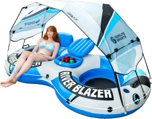 2025 New & Upgraded Sunlite Sports Heavy Duty River Tube Inflatable, Premium Water Float to Lounge Above Lake and River, Outdoor Water Raft Sport Fun, Recreational Use