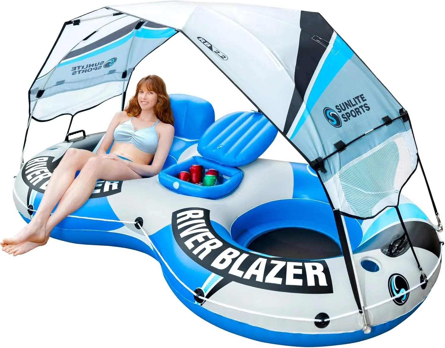 2025 New & Upgraded Sunlite Sports Heavy Duty River Tube Inflatable, Premium Water Float to Lounge Above Lake and River, Outdoor Water Raft Sport Fun, Recreational Use