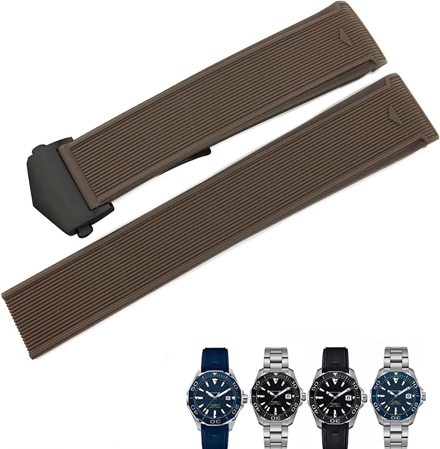 20mm 22mm Rubber Watch Strap for Tag Heuer CARRERA AQUARACER F1 Diving Waterproof Bracelet Watchband